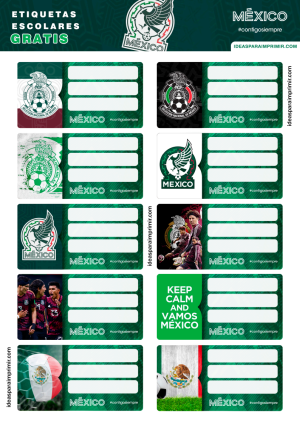 Etiquetas Escolares Seleccion Futbol Mexico P